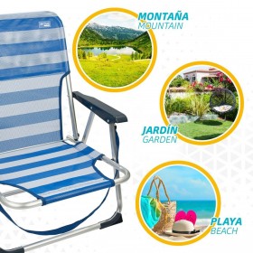 Sedia da Spiaggia Aktive Pieghevole Azzurro 44 x 72 x 35 cm (4 Unità)