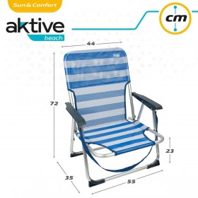 Sedia da Spiaggia Aktive Pieghevole Azzurro 44 x 72 x 35 cm (4 Unità)
