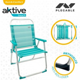 Sedia da Spiaggia Aktive Turchese 48 x 88 x 50 cm Alluminio Pieghevole (4 Unità)