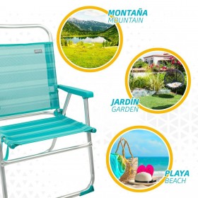Sedia da Spiaggia Aktive Turchese 48 x 88 x 50 cm Alluminio Pieghevole (4 Unità)