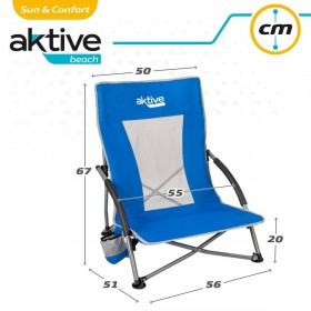 Sedia da Spiaggia Aktive Azzurro 50 x 67 x 51 cm (4 Unità)