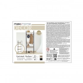 Appendiabiti con ripiano Max Home Acciaio Melammina Truciolare Minimalista 60 x 175 x 40 cm