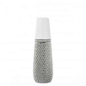 Vaso Alexandra House Living Bianco Argentato Ceramica 12 x 40 x 12 cm