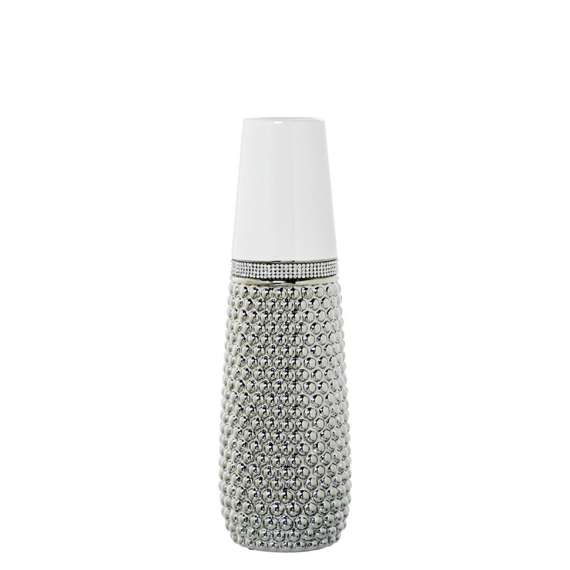 Vaso Alexandra House Living Bianco Argentato Ceramica 12 x 40 x 12 cm