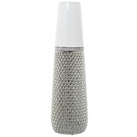Vaso Alexandra House Living Bianco Argentato Ceramica 14 x 50 x 14 cm