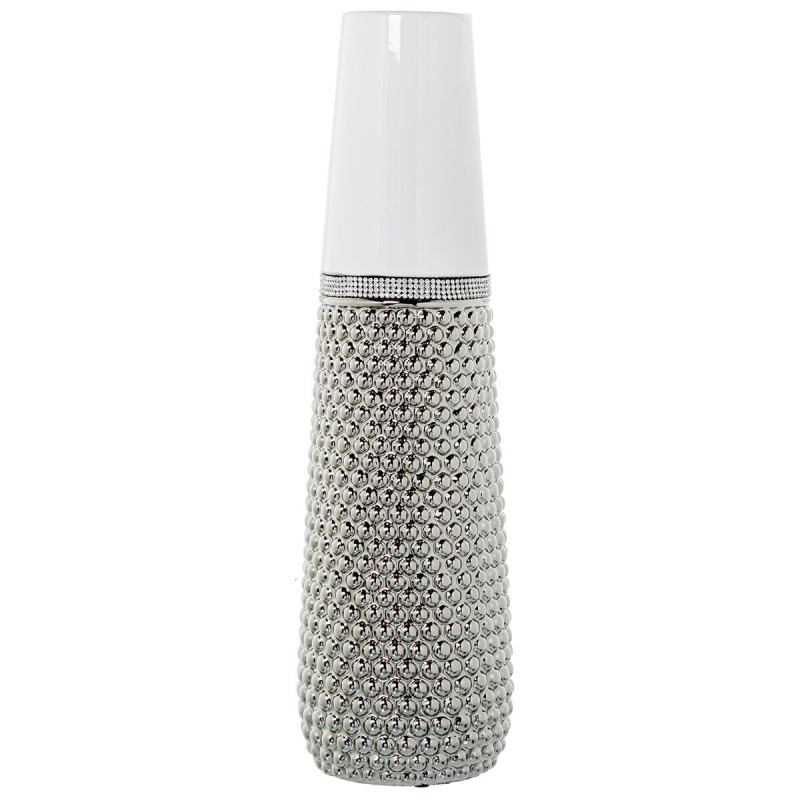Vaso Alexandra House Living Bianco Argentato Ceramica 14 x 50 x 14 cm