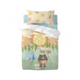 Set di copripiumino HappyFriday Happynois Camping Multicolore Culla Neonato 2 Pezzi