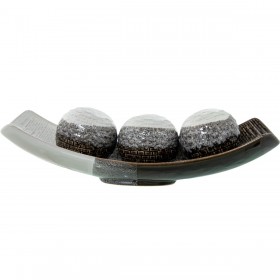 Centrotavola Alexandra House Living Bianco Nero Ceramica Set 2 Pezzi
