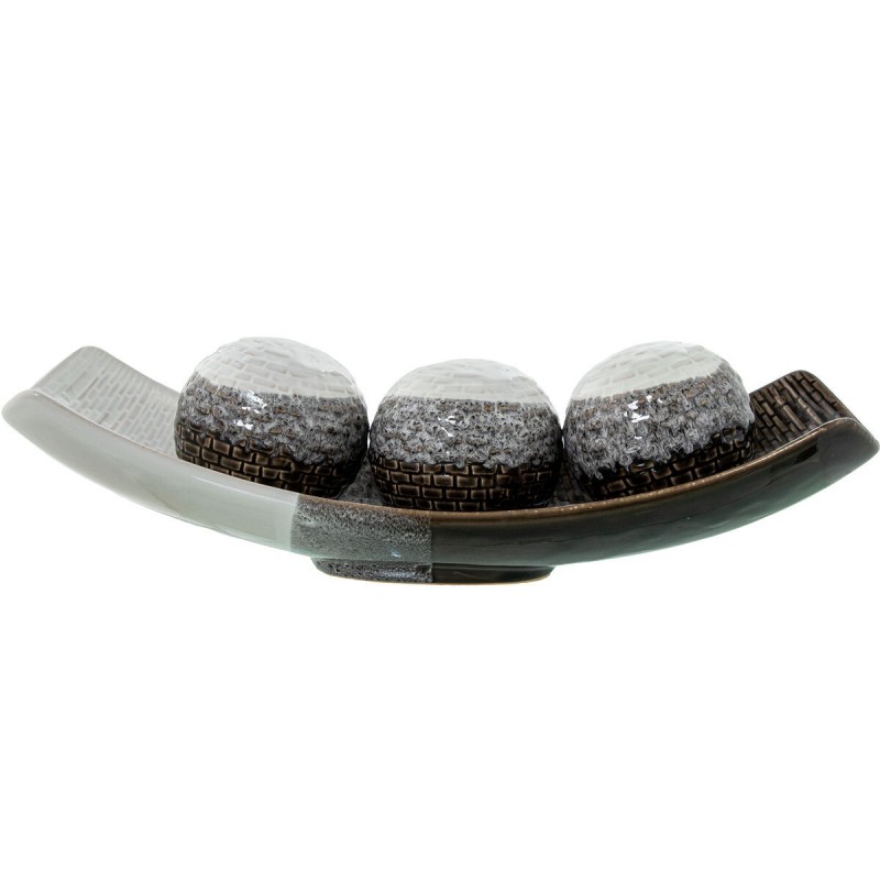 Centrotavola Alexandra House Living Bianco Nero Ceramica Set 2 Pezzi