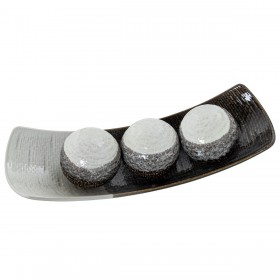 Centrotavola Alexandra House Living Bianco Nero Ceramica Set 2 Pezzi