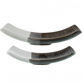 Centrotavola Alexandra House Living Bianco Nero Ceramica Set 2 Pezzi
