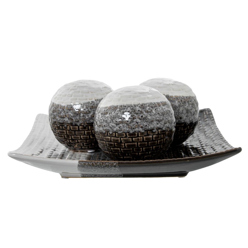 Centrotavola Alexandra House Living Bianco Nero Ceramica Set 2 Pezzi
