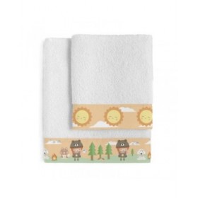 Set di asciugamani HappyFriday Happynois Camping Multicolore 2 Pezzi