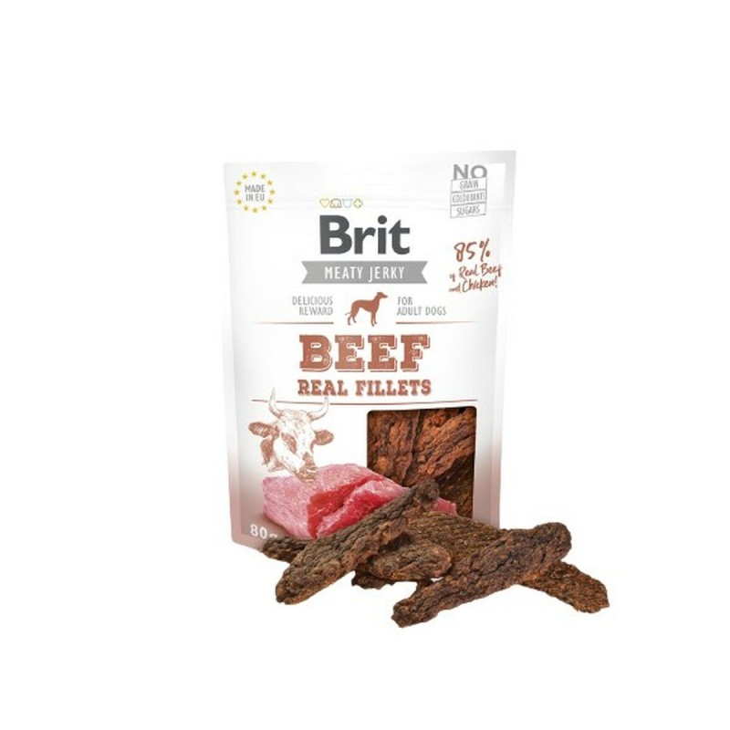 Snack per Cani Brit Jerky Beef Real Fillets Pollo Carne di vitello 80 g