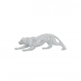 Statua Decorativa Alexandra House Living Argentato Acrilico Plastica Melammina Leopardo 29 x 8 x 10 cm