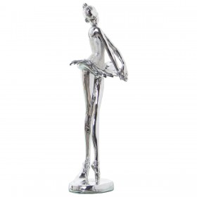 Statua Decorativa Alexandra House Living Argentato Acrilico Plastica Melammina Ballerina 8 x 7 x 26 cm