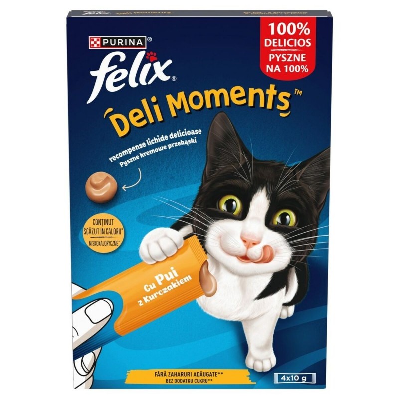 Spuntino per Cat Purina Felix Deli Moments Chicken Pollo 4 x 10 g