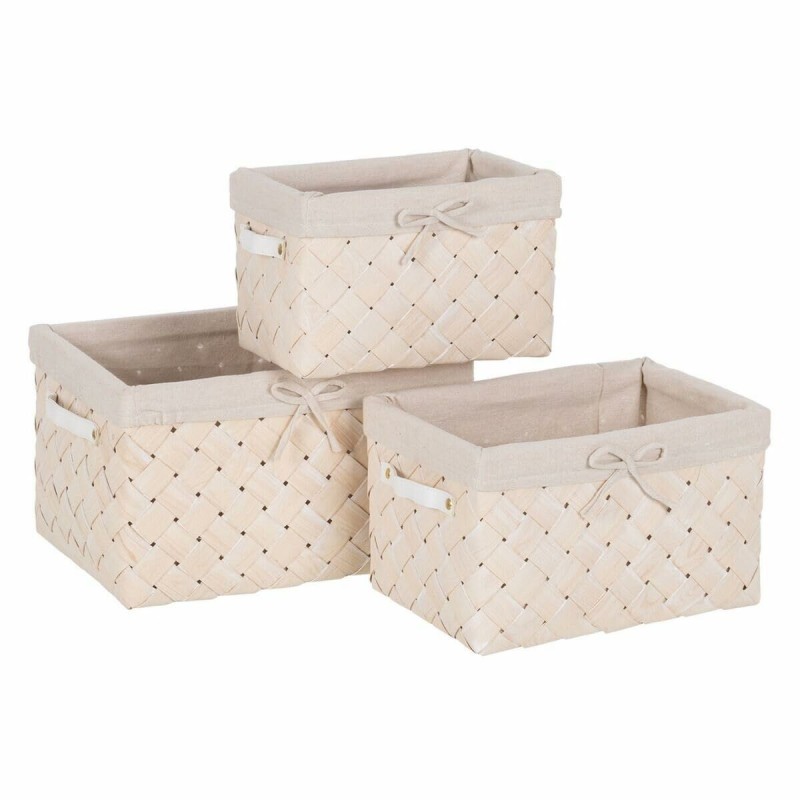 Set di Cestini Multicolore Legno 3 Unità
