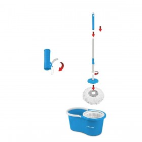 Mop with Bucket Esperanza EHS005 Azzurro Bianco Microfibra