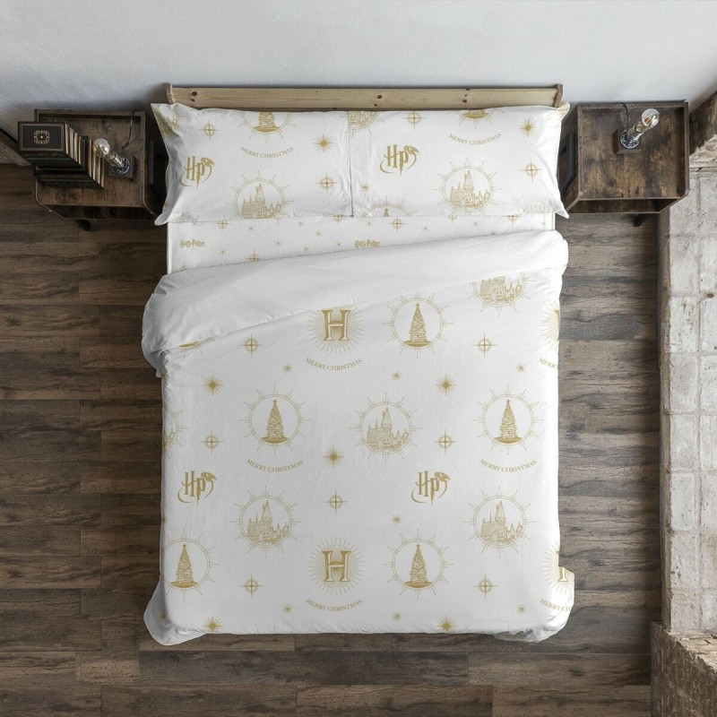 Copripiumino Harry Potter Hogwarts Gold Christmas Multicolore 175 Fili 155 x 220 cm Singolo