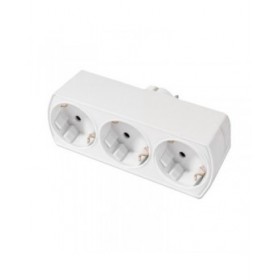 Adattore con prese Silver Electronics SCHUKO Argentato (3 Unità)