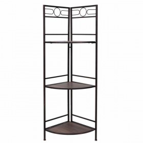Scaffale ad Angolo Alexandra House Living Nero Dorato Metallo Legno MDF 36 x 126 x 50 cm