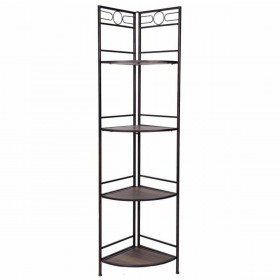 Scaffale ad Angolo Alexandra House Living Nero Dorato Metallo Legno MDF 36 x 165 x 50 cm