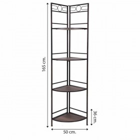 Scaffale ad Angolo Alexandra House Living Nero Dorato Metallo Legno MDF 36 x 165 x 50 cm