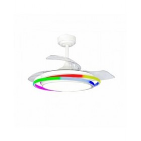 Ventilatore da Soffitto CristalRecord ANTILA MINI RGB WH RETRAC Bianco