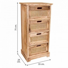 Cassettiera Alexandra House Living Canna Legno di paulownia 29 x 75 x 35 cm