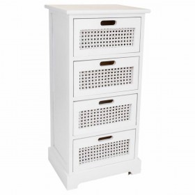 Cassettiera Alexandra House Living Bianco Canna Legno di paulownia Legno MDF 29 x 75 x 35 cm