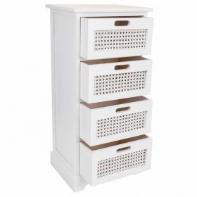 Cassettiera Alexandra House Living Bianco Canna Legno di paulownia Legno MDF 29 x 75 x 35 cm