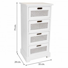 Cassettiera Alexandra House Living Bianco Canna Legno di paulownia Legno MDF 29 x 75 x 35 cm