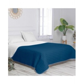 Trapunta Reversibile HappyFriday Basic Dash Bianco Blu Marino 240 x 260 cm