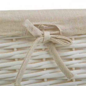 Cesto per i Panni Sporchi Alexandra House Living Bianco vimini Legno di salice 3 Pezzi