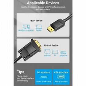 Adattatore DisplayPort con VGA Vention HBLBJ Nero 5 m