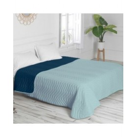 Trapunta Reversibile HappyFriday Basic Arista Blu Marino Menta 270 x 260 cm