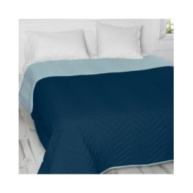 Trapunta Reversibile HappyFriday Basic Arista Blu Marino Menta 270 x 260 cm