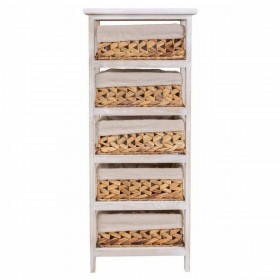 Cassettiera Alexandra House Living Bianco Stoffa Giacinto d'acqua Legno di paulownia 25 x 88 x 35 cm