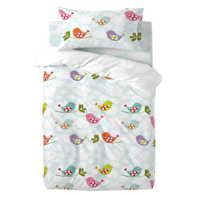 Set di copripiumino HappyFriday Mr Fox Little birds Multicolore Culla Neonato 2 Pezzi