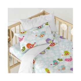 Set di copripiumino HappyFriday Mr Fox Little birds Multicolore Culla Neonato 2 Pezzi