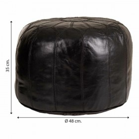 Puff Alexandra House Living Nero Pelle 48 x 35 x 48 cm