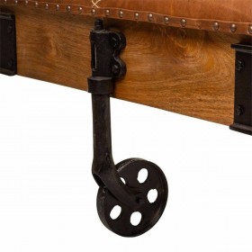 Tavolino da Caffè Alexandra House Living Pelle Legno Ferro 90 x 52 x 165 cm