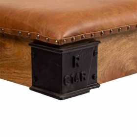 Tavolino da Caffè Alexandra House Living Pelle Legno Ferro 90 x 52 x 165 cm