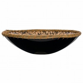 Centrotavola Alexandra House Living Nero Dorato Argentato Ceramica 37 x 11 x 37 cm