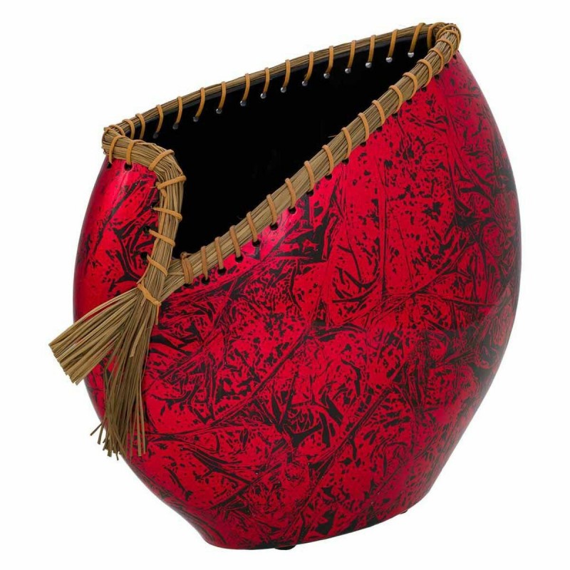 Vaso Alexandra House Living Nero Rosso Ceramica 14 x 36 x 35 cm