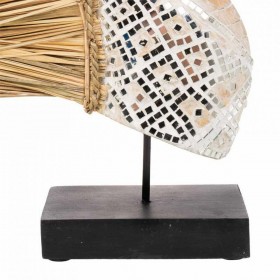 Statua Decorativa Alexandra House Living Nero Naturale Legno Vetro Alghe marine Cavallo 52 x 10 x 30 cm