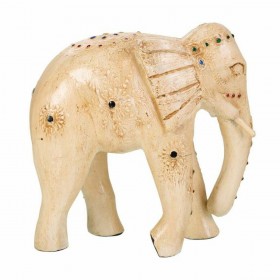 Statua Decorativa Alexandra House Living Bianco Legno di mango Elefante 11 x 24 x 24 cm