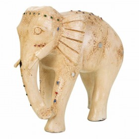 Statua Decorativa Alexandra House Living Bianco Legno di mango Elefante 11 x 24 x 24 cm