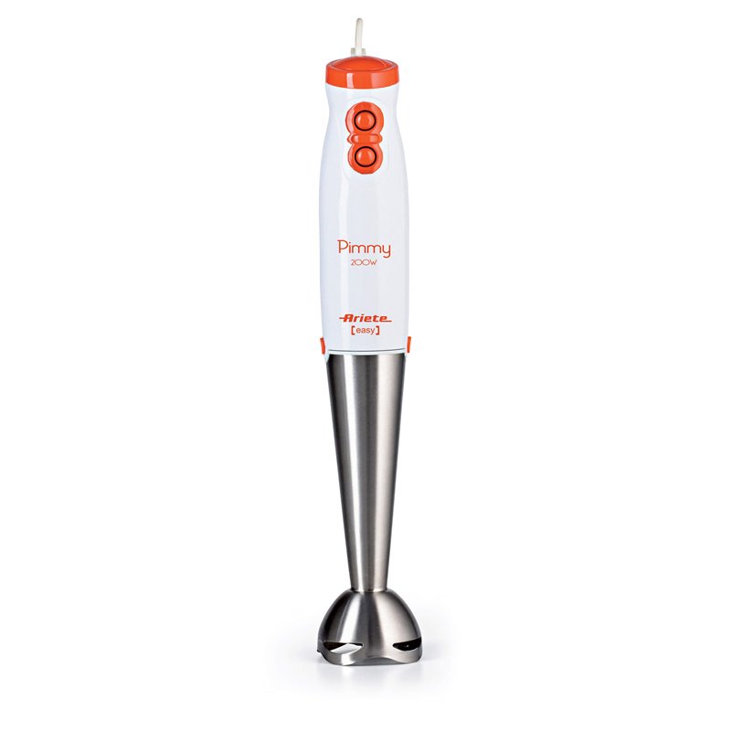 Ariete 881 Pimmy 200 - Frullatore a immersione - Gambo rimovibile e lame in Acciaio Inox - 2 velocità - 200 Watt - Bianco e Aran